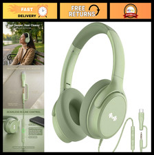 Wired Over-Ear Headphones with Microphone, USB-C  3.5mm Adapter, Noise-Isolatin