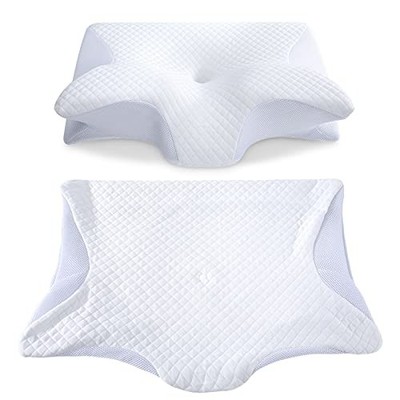  Memory Foam Cervical Pillow Cover - Hypoallergenic Contour Orthopedic White