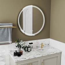Smart Anti-fog LED Bathroom Mirror With Circular Dual Lights And 3-color Tempera