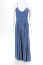 Jenny Yoo Womens Inesse V Neck Gown Slate Blue Size 6 10946989
