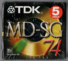 SEALED 5 Pack TDK MD-SG Gold MD MiniDiscs 74 Minute NEW