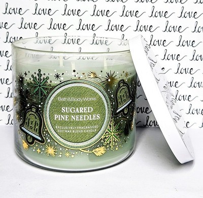 New Bath & Body Works 3 Wick Candle~ Sugared Pine Needles