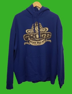 Retro GROG'S SURF PALACE Seaside Park NJ 2XL Mens Blue Hoodie Sweatshirt NWOT