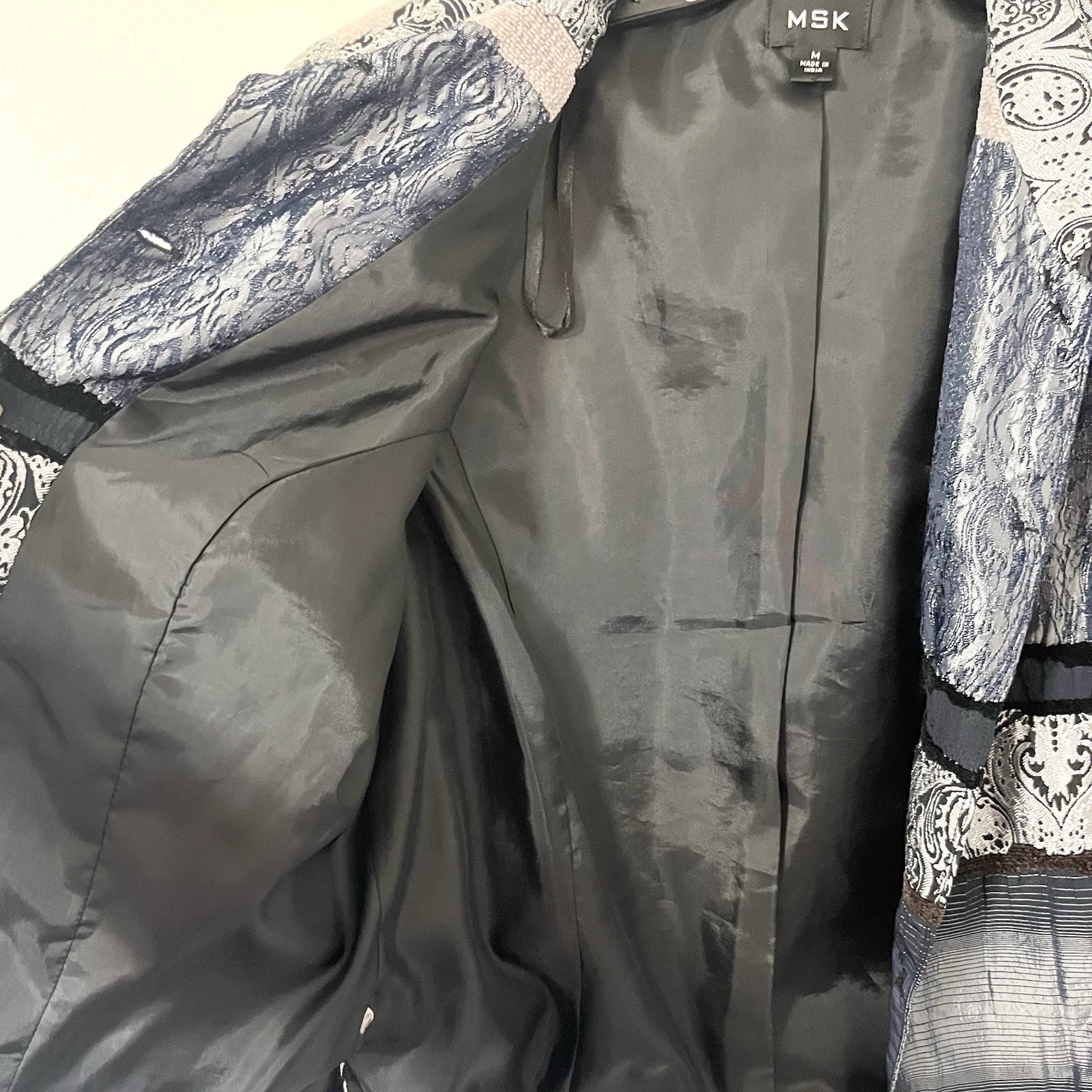 Metallic Paisley Patchwork Jacket Black Gray Y2K … - image 11