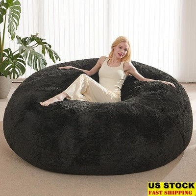 Soft Plush Bean Bag Cover Non-Slip Storage Chair Stuffed Animals Home Use
