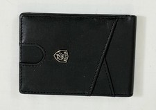 men's black slim leather RFID bifold wallet 12 card slots ID window pocket
