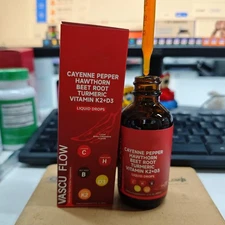 1-5X Cayenne Pepper Hawthorn Beet Root Turmeric Vitamin K2+D3 Liquid Drops 60ML