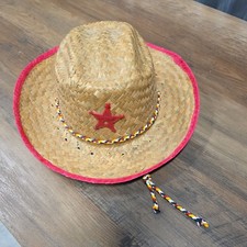 Vintage Children's Western Straw Costume Cowboy/Cowgirl Sheriff Hat with Star