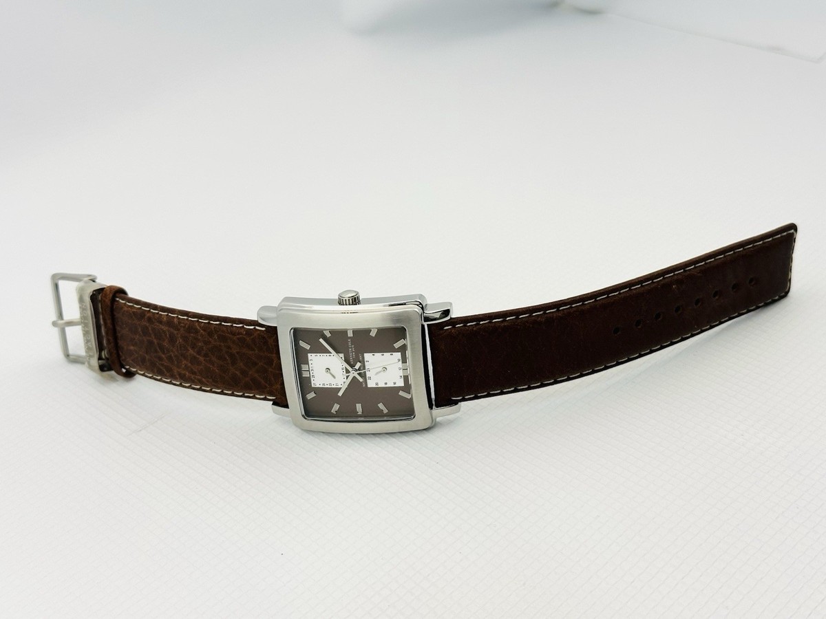 時計 PJ Wood Silver Backle with leather Belt Kenneth Cole Men's KC1341 Multifunction Brown Dial and Brown