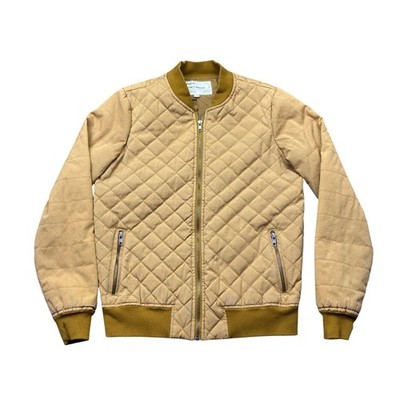 RVCA Nature X Industry Quilted Bomber Jacket Mustard Tan Mens Small Grunge