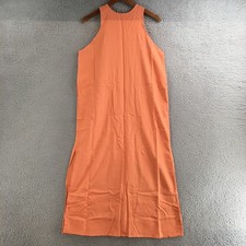 Hanalinen Slit Midi Dress Womens Medium Sleeveless Back Zipper Casual Peach NEW