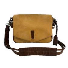 Gryson Ellie Yellow Leather Satchel Belted Buckle Saddle Bag Western Boho