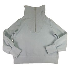 Varley Vine Half-Zip Ribbed Pullover Light Blue Sz L Oversize Sweatshirt Ottoman