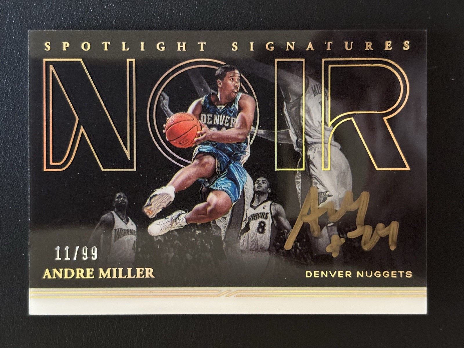 2020-21 Panini Noir Andre Miller Gold Ink Spotlight Signatures Card Serial #/99