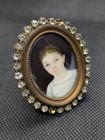 PORTRAIT MINIATURE PEINTURE ANCIENNE SIGNEE JEUNE FILLE ENFANT EPOQUE - 19ème
