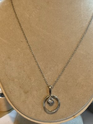 18  LBVYR SILVER TONE CHAIN W/RHINESTONE PENDANT -COSTUME JEWELRY