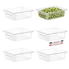 6-Pack Half Size (1/2) 4" Deep Polycarbonate Food Pans, NSF Commercial Clear ...