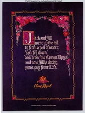 Crown Royal Whiskey Jack and Jill Purple Fabric Vintage 1987 Advertisement