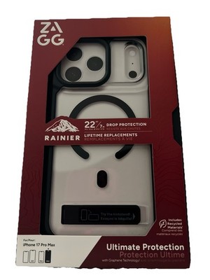 iPhone 17 Pro Max Zagg Rainier Case New Clear Protective Cover W/ Kickstand
