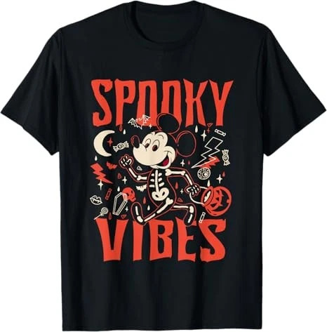 Disney Mickey And Friends Halloween Costume Spooky Vibes T-Shirt Black - Picture 2 of 4