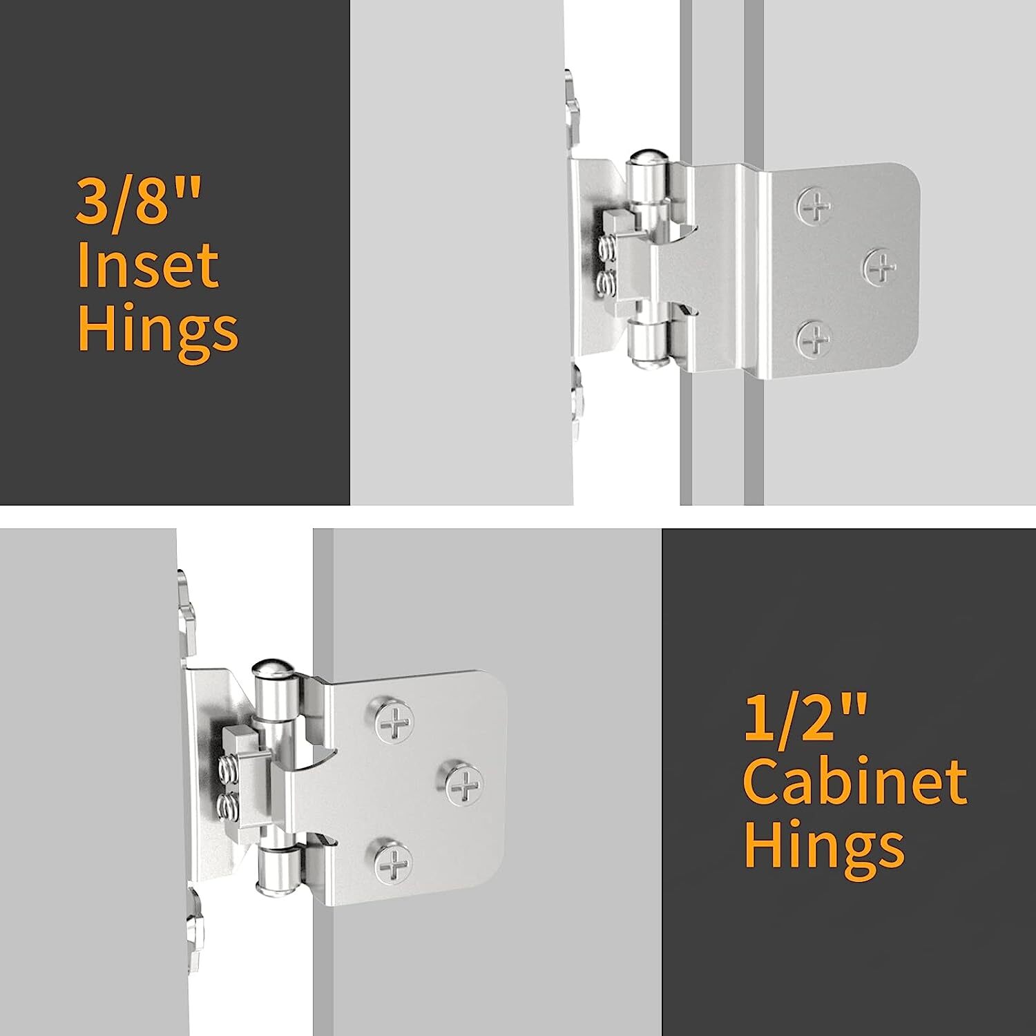 3/8-inch Inset Cabinet Door Hinges Face Mount Self Closing Cabinet Door Hinges