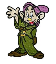 Snow White Dopey Character Figure 4" Tall Embroidered Iron on Patch