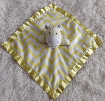 Circo Baby Giraffe Lovey Satin Trim Security Blanket Plush Chevron Yellow White