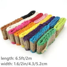 2M Weaving Jute Strap Hollow Webbing Ribbon Tape for Fake Flower Vase Decor DIY