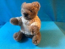 THIS LITTLE 3 1/2" GREIGE MOHAIR TEDDY BEAR IS PROBABLY A STEIFF, NOT JOINTED