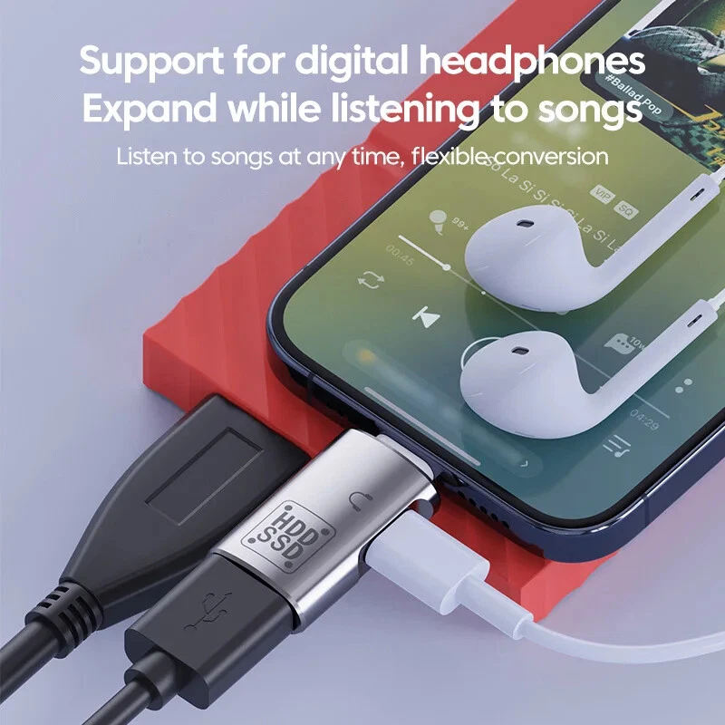 Type C to USB 3.1 U Disk Reader Audio Headphone Converter USB C Fast Charger - Image 4 of 4