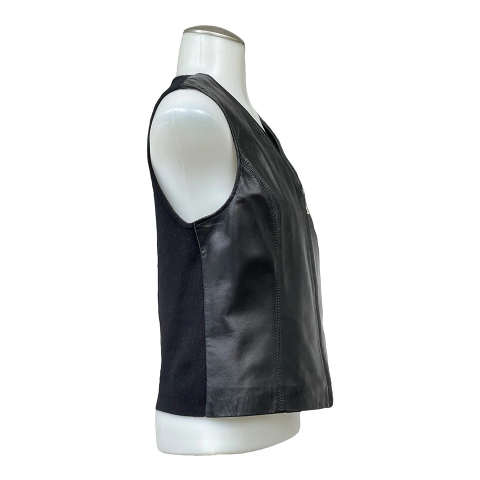 Chaleco de cuero suave de piel de cordero tejido espalda motociclista vintage años 90 APT 9 para mujer S Foto 4 de 4