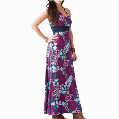 Matilda Jane My Fair Lady Halter Tie Maxi Dress Open Back Purple Blossoms |  eBay