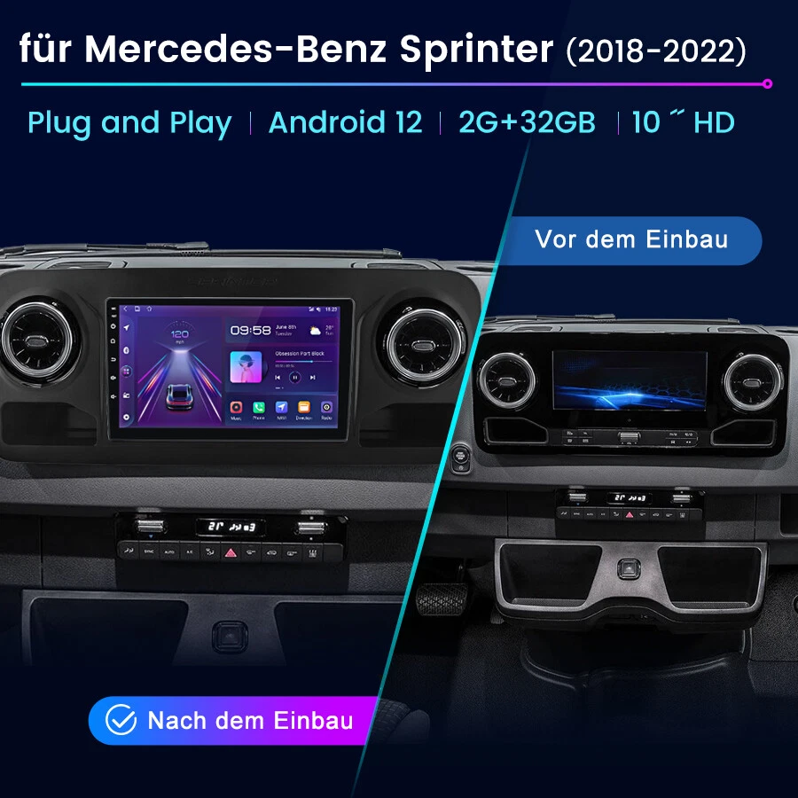 CARPLAY 10.1" Android13 Autoradio Für Mercedes-Benz Sprinter 2018-2022 2+64G NEU - Bild 3 von 4