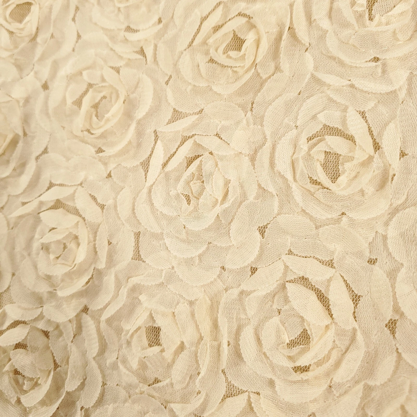 OFF WHITE Abito Adorn donna medio testurizzato rose allover foderato davanti boho marrone bianco sporco