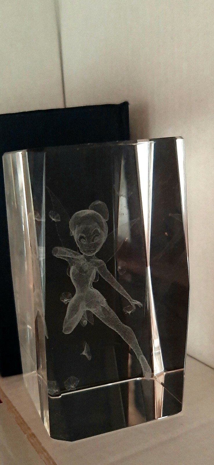 Walt Disney Tinkerbell 3D Laser Etched Crystal Glass Cube Paperweight 3 ...