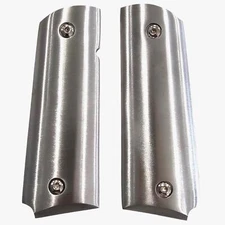 1911 Full-Size Stainless Steel Grips for Colt Heavy-Duty, Ambi Cut, with Screws