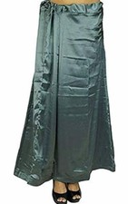 Satin Silk Petticoat Gray Underskirt Sari Inner Wear Beach Wrap Skirt L-38"