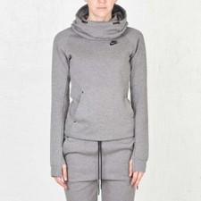 Nike Women Tech Fleece Hoodie gray heather black 110.00 683798-091 sz XS