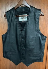 Men's Open Road Black Leather Vest size L