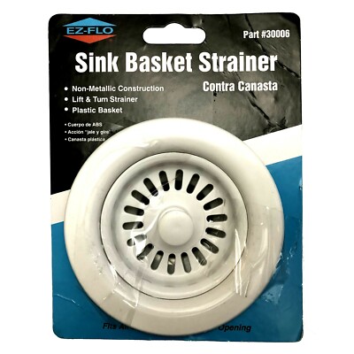 EZ-FLO 30006 Removable Sink Basket Strainer Stopper Drain Assembly Kit, 3.5''- 4''