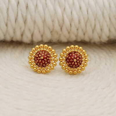 22k 22ct Gold Earrings Stud Indian Handmade 22kt Fine Gold