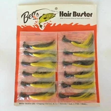 Betts Hair Buster Bass Jig Fishing Lures 12 Pc Dealer Card Black Yellow 3/8oz