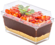 100 Clear Disposable Bakery Containers with Lids for Cakes and Snacks