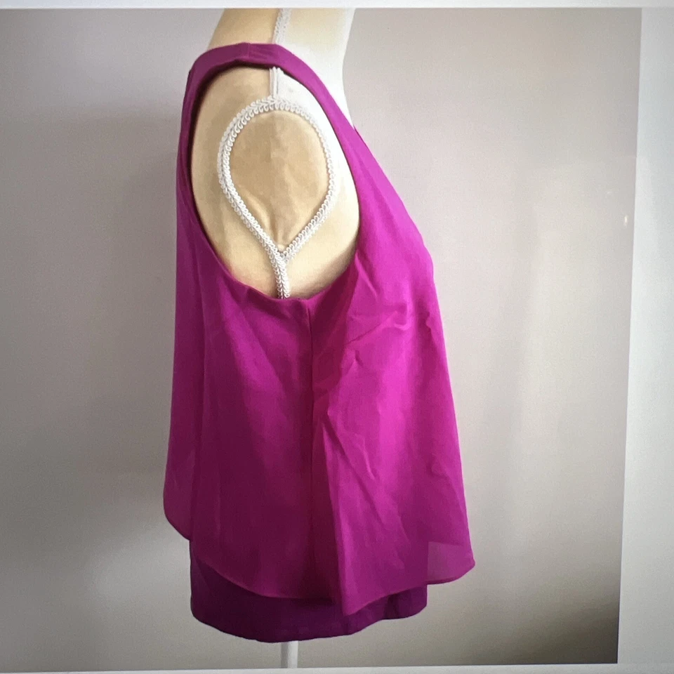 Bar III Women’s Pink Sleeveless Overlay Top Blouse Size Medium** - Image 2 of 4