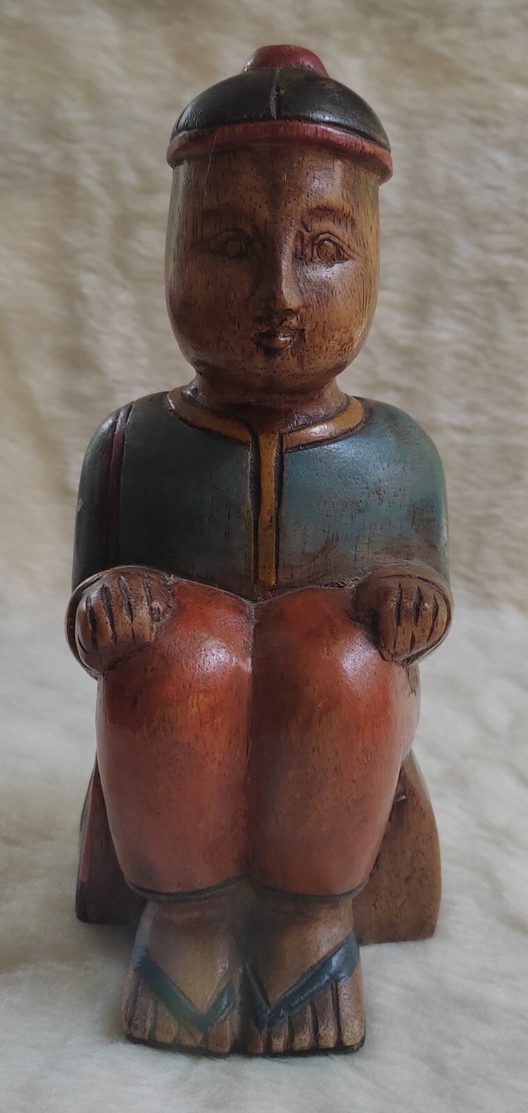 Wooden Asian Man Hand Carving Sculpture/Figurine/Bookend VGC