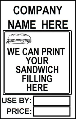 WEST COAST LABELS Catering Sandwich / Roll, Personalised Self Adhesive Labels 76mm x 50mm