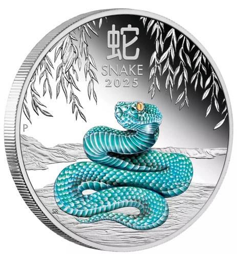 2025 Australia PROOF COLORED Lunar Year of the SNAKE 1oz Silver $1 Coin Series 3