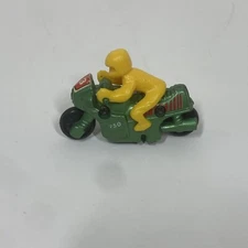 Vintage 1989 Soma Diecast Pullback Mini Motorcycle Race Bike Toy w Rider No Cord