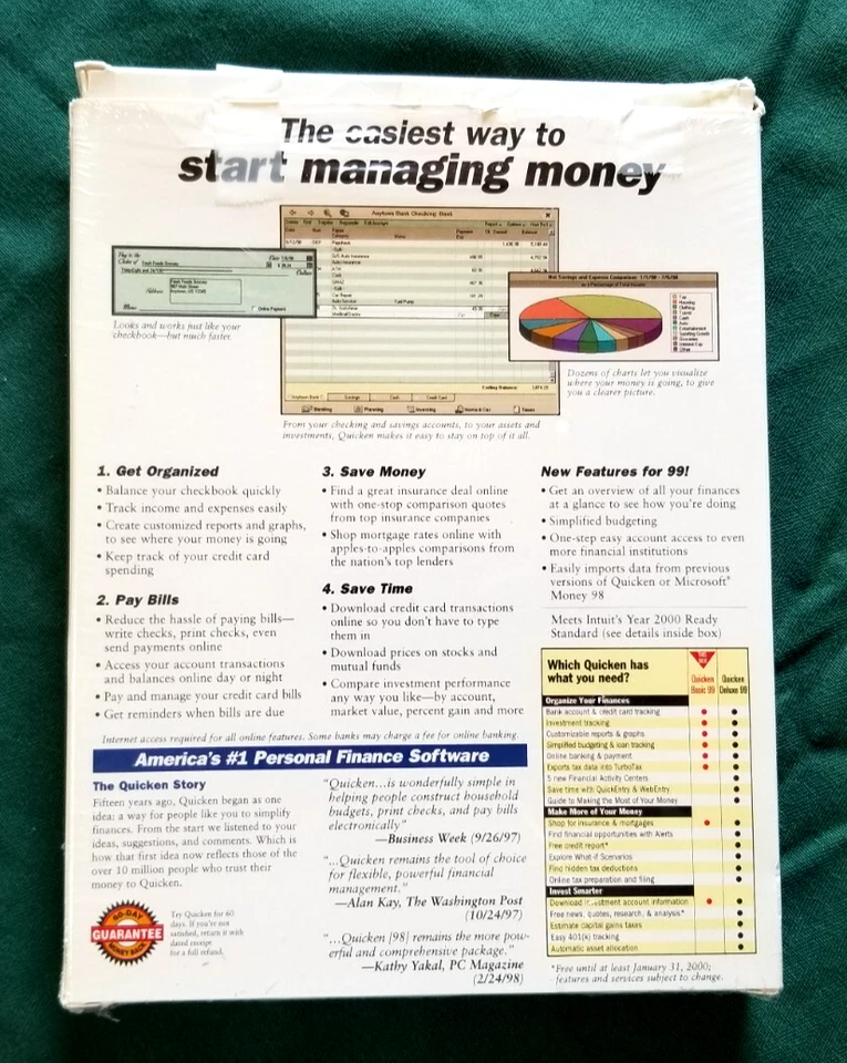 Intuit Quicken Basic 99 For Windows 95/98/NT Disc and Manual in Original Box VTG - Image 2 of 4