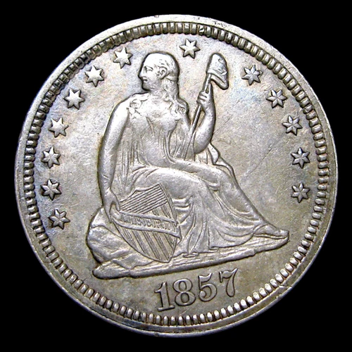 1857 Seated Liberty Quarter Silver ---- Nice Coin ---- #756V